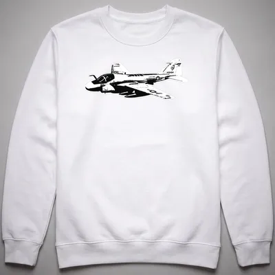 Vintage black and white print of an A-6 Intruder military aircraft — printed on a unisex sweatshirt