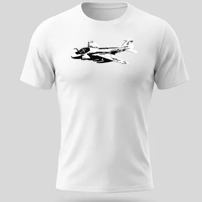 Vintage black and white print of an A-6 Intruder military aircraft — printed on a unisex t-shirt
