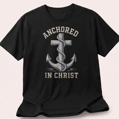 Vintage distressed Anchor In Christ t-shirt with anchor and cross design