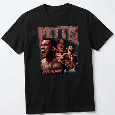 Vintage print of UFC fighter Anthony Pettis with bold text in red and black