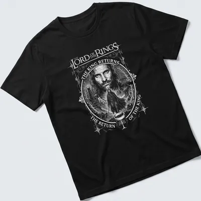 Bold typography T-shirt featuring Aragorn with black and white graphic design