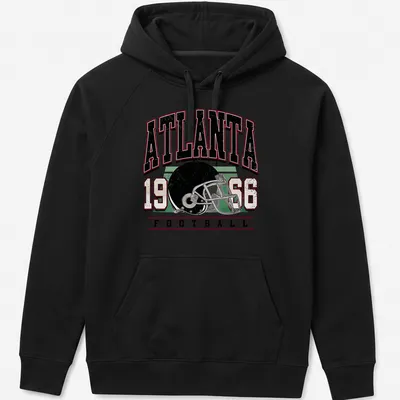 Vintage retro Atlanta Football t-shirt featuring a helmet and bold text — printed on a unisex hoodie