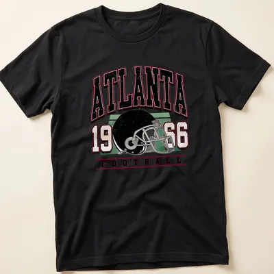 Vintage retro Atlanta Football t-shirt featuring a helmet and bold text — printed on a unisex t-shirt