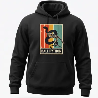 Vintage retro tee featuring a Ball Python with colorful lettering — printed on a unisex hoodie