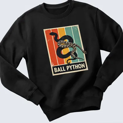 Vintage retro tee featuring a Ball Python with colorful lettering — printed on a unisex sweatshirt