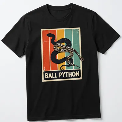 Vintage retro tee featuring a Ball Python with colorful lettering — printed on a unisex t-shirt