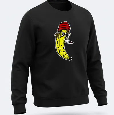 Cartoon banana with dreadlocks and sunglasses above 'Fortunate Youth' text. — printed on a unisex sweatshirt