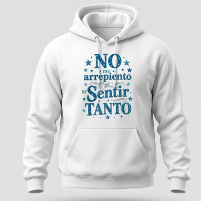 Glittery dark blue stars surrounding playful text on a — printed on a unisex hoodie