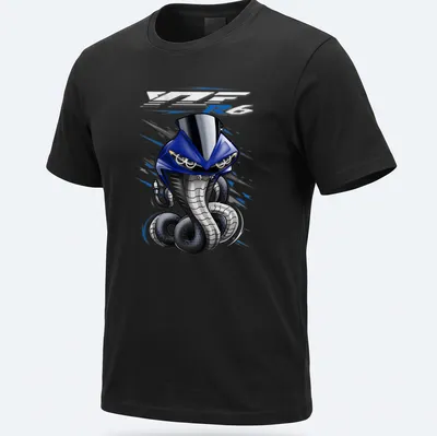 Cartoonish blue speed machine graphic with bold 'R Series' text — printed on a unisex t-shirt