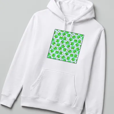 Cute candy corn pattern in green, light blue, and white on a — printed on a unisex hoodie