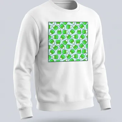 Cute candy corn pattern in green, light blue, and white on a — printed on a unisex sweatshirt