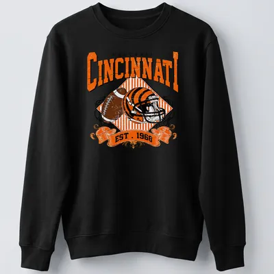 Vintage Cincinnati Football t-shirt featuring a helmet and football illustration — printed on a unisex sweatshirt