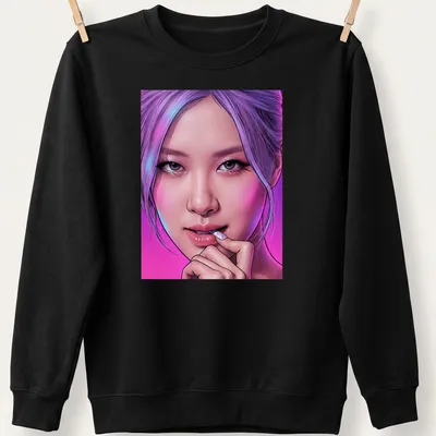 Comic book style portrait of a woman with lavender hair in vibrant colors — printed on a unisex sweatshirt