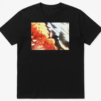 Abstract coral bloom graphic in orange, black, and white colors