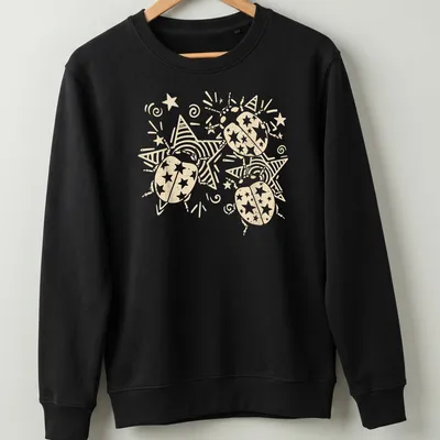Y2K grunge design featuring a cute ladybug in cream and white colors — printed on a unisex sweatshirt