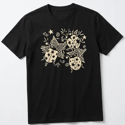Y2K grunge design featuring a cute ladybug in cream and white colors