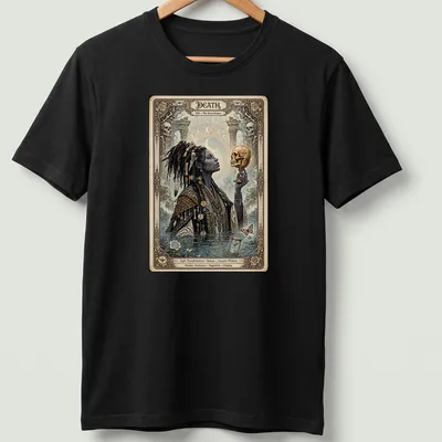 Gothic design featuring the Death Tarot card with intricate details and colors.