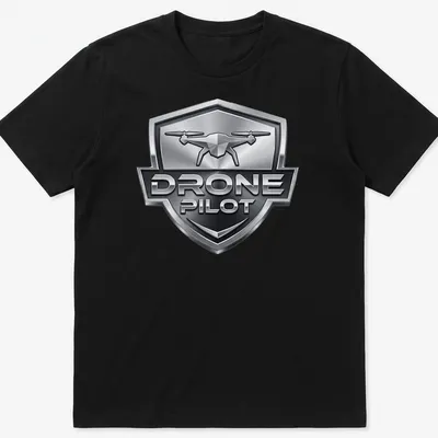 3D metallic design featuring a drone with the text Drone Pilot