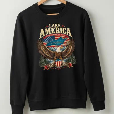 Vintage T-shirt featuring an eagle and the text about Lake Ontario. — printed on a unisex sweatshirt