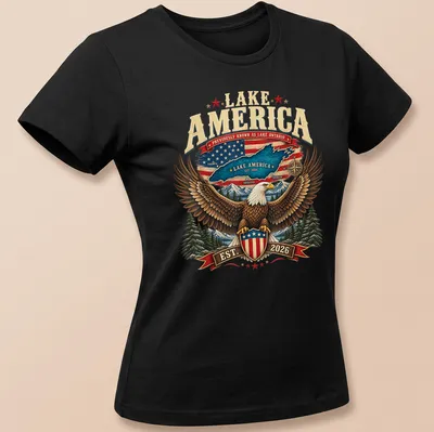 Vintage T-shirt featuring an eagle and the text about Lake Ontario. — printed on a women's shirt