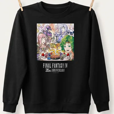 Colorful illustration of Final Fantasy IV characters with anniversary text — printed on a unisex sweatshirt