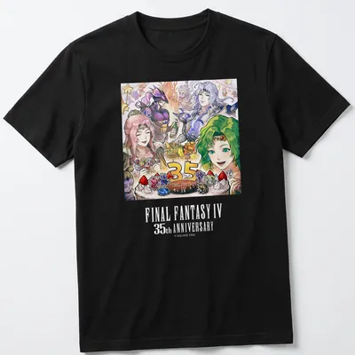 Colorful illustration of Final Fantasy IV characters with anniversary text — printed on a unisex t-shirt