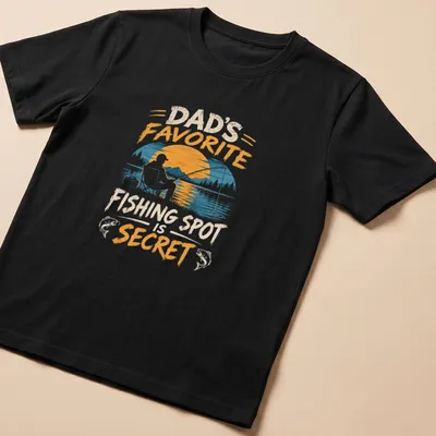 Vintage retro Fishing Dad t-shirt with a person fishing and text above