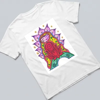 Colorful cartoon design of a Flowering Woman with vibrant floral elements