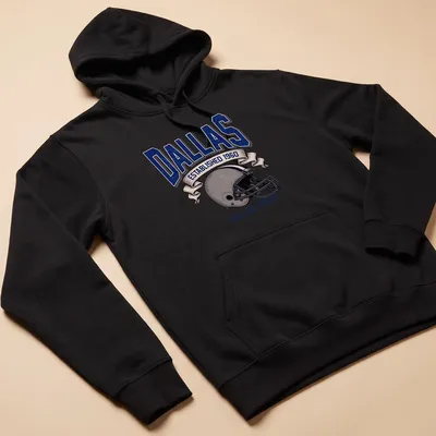 Retro football helmet design with text showcasing Dallas established 1960 — printed on a unisex hoodie