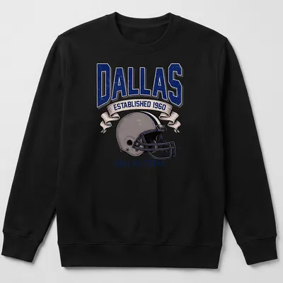 Retro football helmet design with text showcasing Dallas established 1960 — printed on a unisex sweatshirt