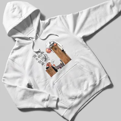 Cartoon of a sleepy churchgoer with text about heavy eyelids and a preacher — printed on a unisex hoodie