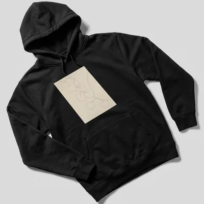 Minimalist design featuring outlined grape leaves in green, beige, and white. — printed on a unisex hoodie
