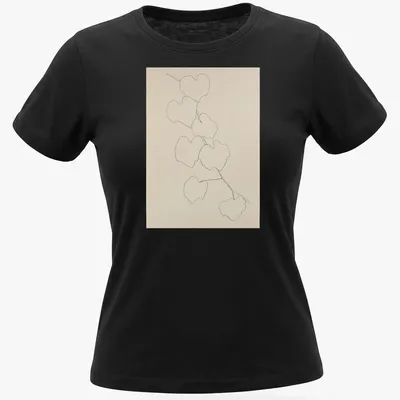 Minimalist design featuring outlined grape leaves in green, beige, and white. — printed on a women's shirt