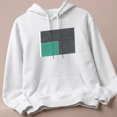 Textured green square design against a grey background on a t-shirt. — printed on a unisex hoodie