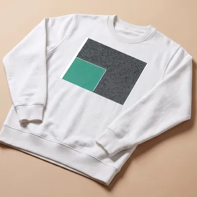 Textured green square design against a grey background on a t-shirt. — printed on a unisex sweatshirt