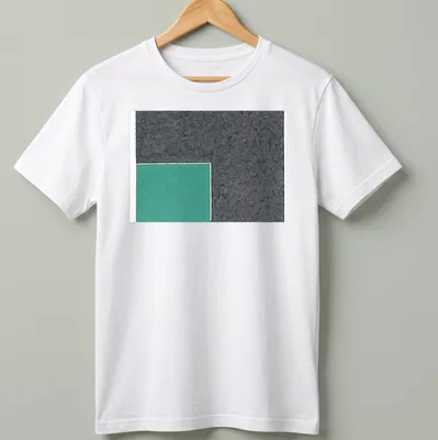 Textured green square design against a grey background on a t-shirt. — printed on a unisex t-shirt