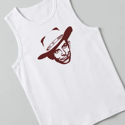 Retro vintage T-shirt featuring Hank Williams in brown and white — printed on a tank top