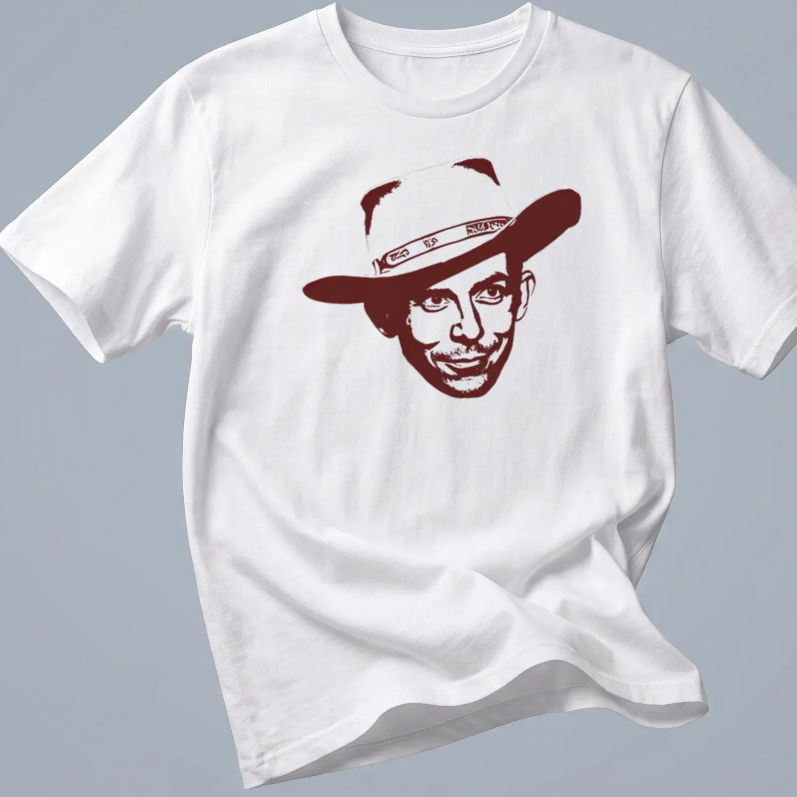 Retro vintage T-shirt featuring Hank Williams in brown and white — printed on a unisex t-shirt