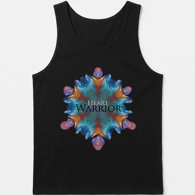 Colorful mandala-inspired Heart Warrior t-shirt with vibrant abstract design — printed on a tank top