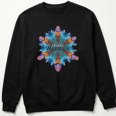 Colorful mandala-inspired Heart Warrior t-shirt with vibrant abstract design — printed on a unisex sweatshirt