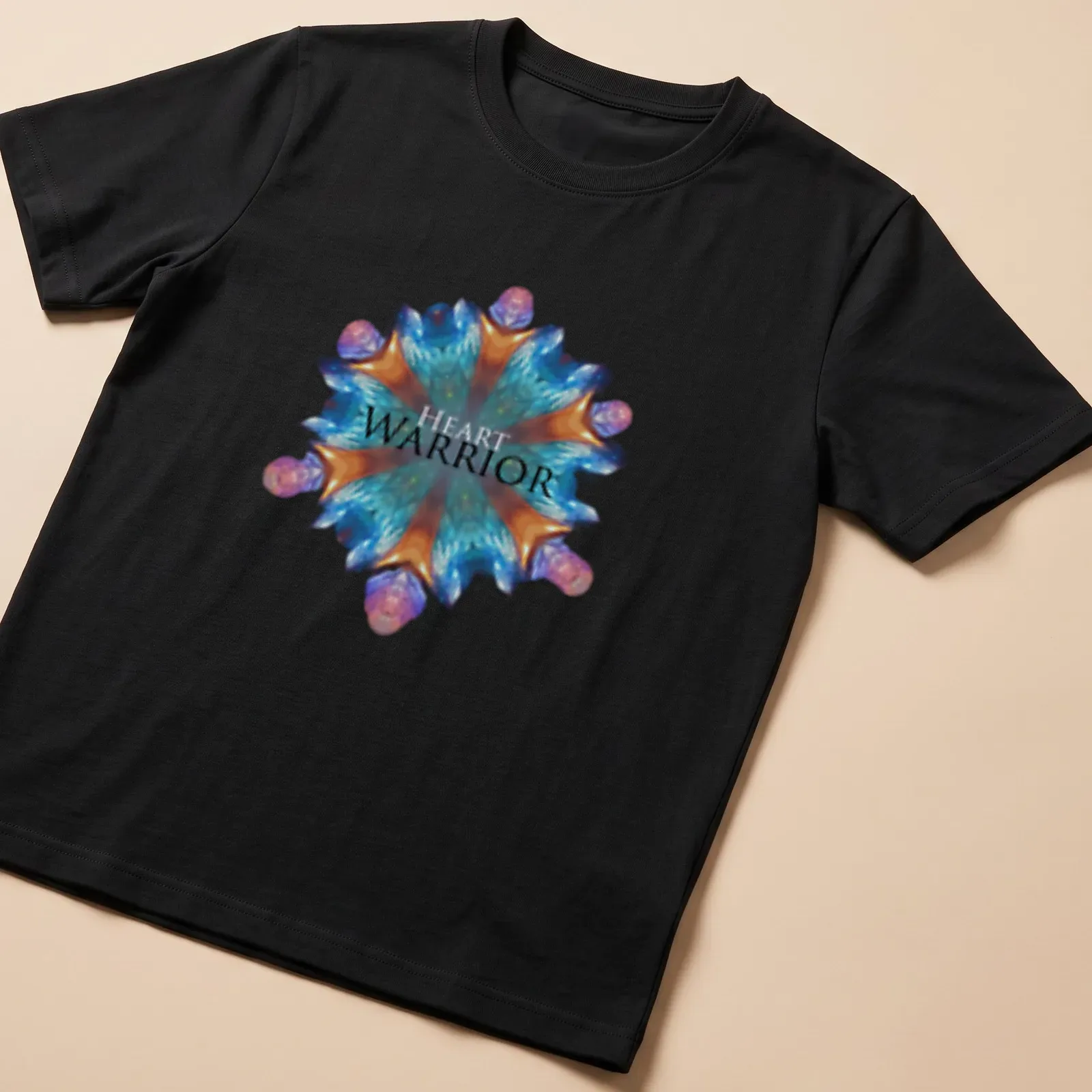 Colorful mandala-inspired Heart Warrior t-shirt with vibrant abstract design — printed on a unisex t-shirt