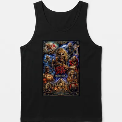 Heavy Metal Eddie Warrior t-shirt featuring bold fantasy illustration and detailed text — printed on a tank top