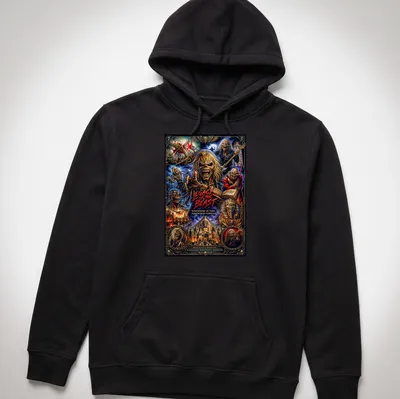 Heavy Metal Eddie Warrior t-shirt featuring bold fantasy illustration and detailed text — printed on a unisex hoodie