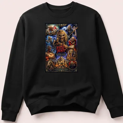 Heavy Metal Eddie Warrior t-shirt featuring bold fantasy illustration and detailed text — printed on a unisex sweatshirt