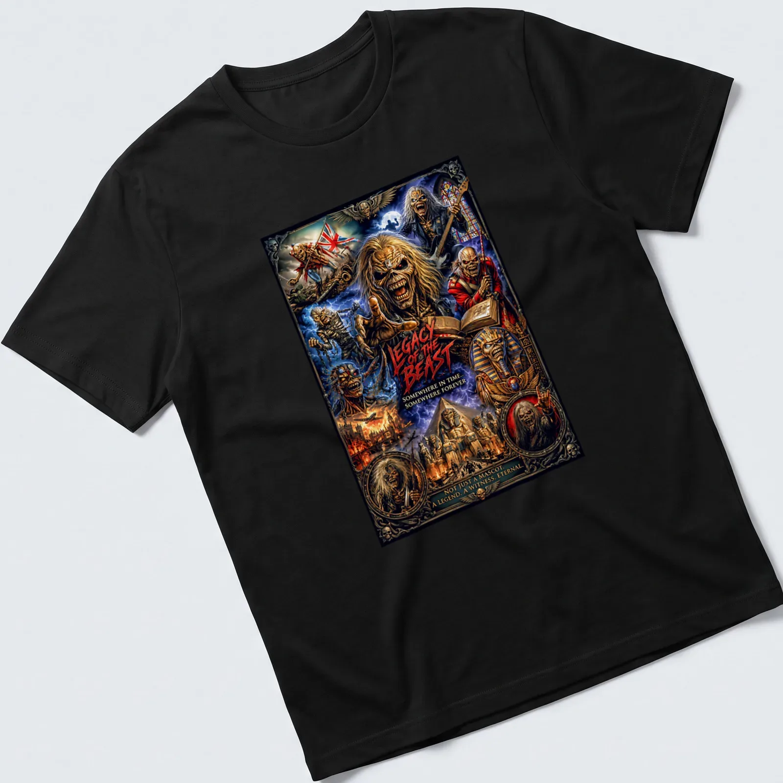 Heavy Metal Eddie Warrior t-shirt featuring bold fantasy illustration and detailed text — printed on a unisex t-shirt