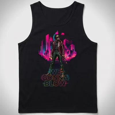 Vibrant retro Jazz Musician t-shirt with trumpet and playful text — printed on a tank top