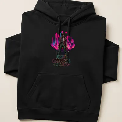 Vibrant retro Jazz Musician t-shirt with trumpet and playful text — printed on a unisex hoodie