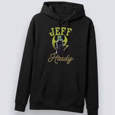Bold graphic tee featuring Jeff Hardy in action with vibrant colors. — printed on a unisex hoodie