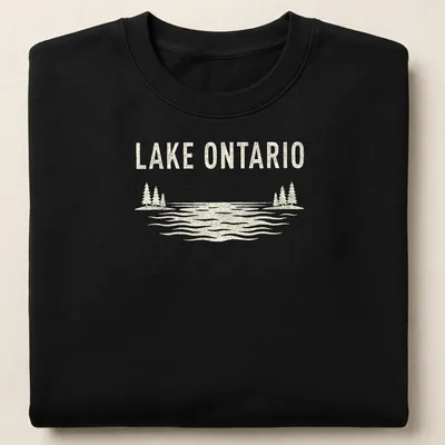 Vintage style Lake Ontario t-shirt featuring a serene nature scene — printed on a unisex sweatshirt