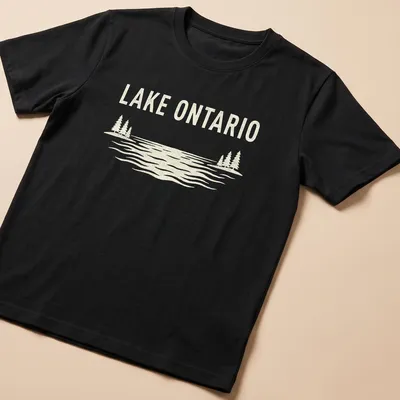 Vintage style Lake Ontario t-shirt featuring a serene nature scene — printed on a unisex t-shirt